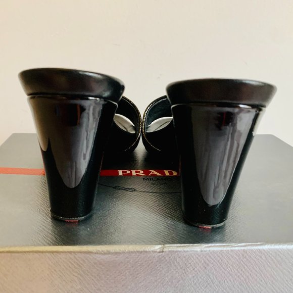 PRADA SHOES WEDGES BLACK WITH DUST BAG MADE IN ITALY - Picture 7 of 15